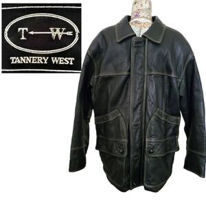 Tannery West Vintage 1980s Dark Chocolate Black Leather Coat